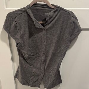 Charcoal Gray Button-Up Women's Top
